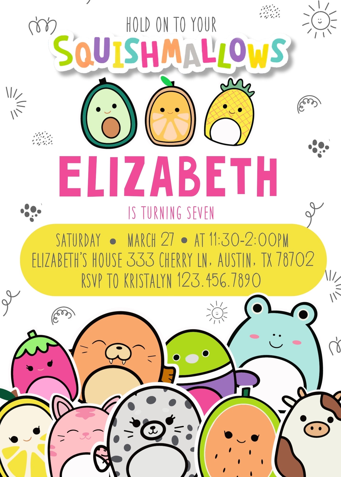 Squishmallows  customizable invitation template | Share or Print |  | MF973