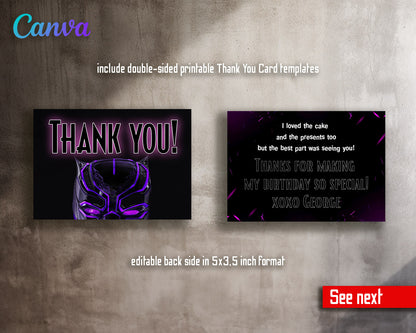 Black Panther Superhero Marvel customizable invitation template | Share or Print | boy | YR784