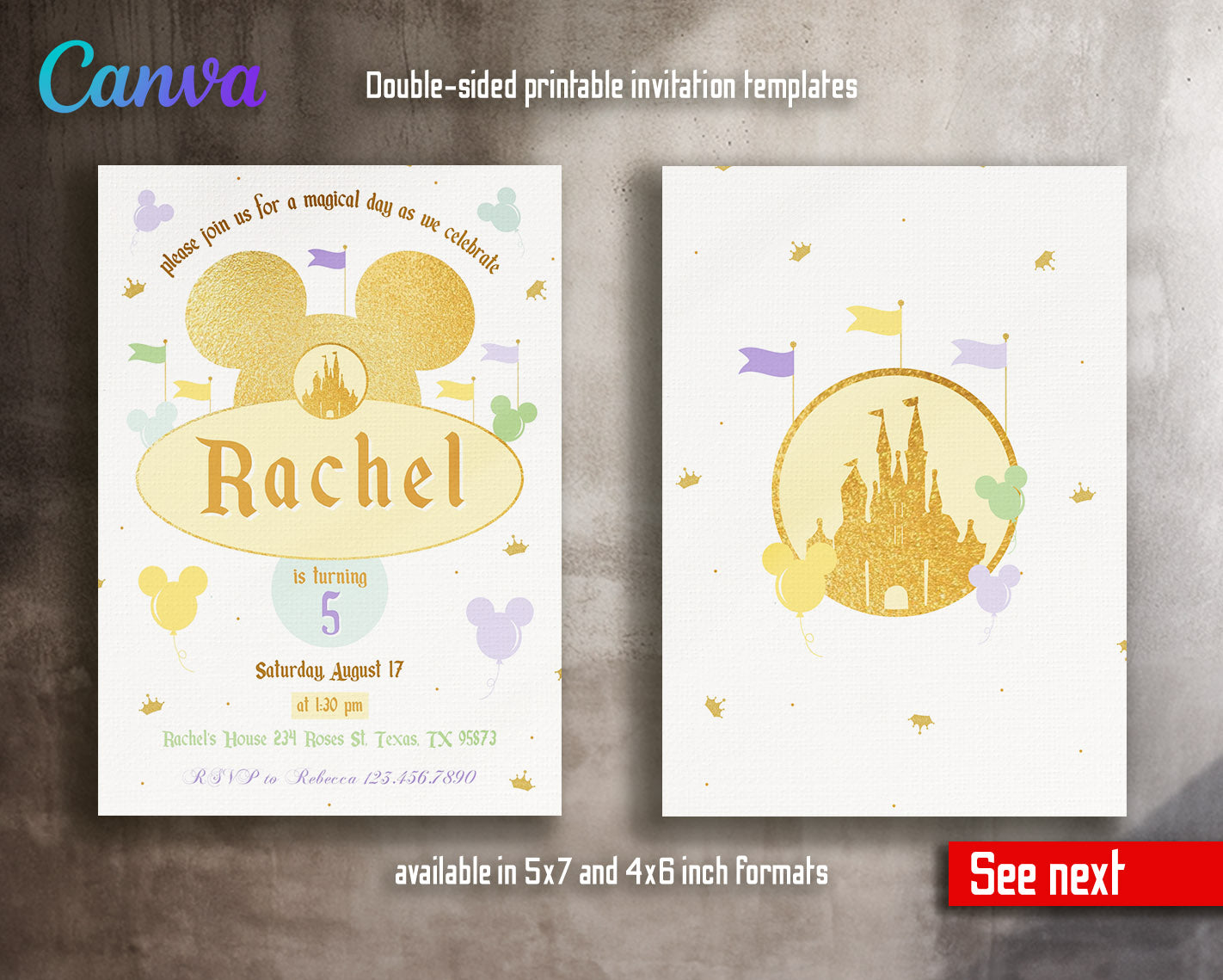 Disneyland  customizable invitation template | Share or Print | girl | BC648