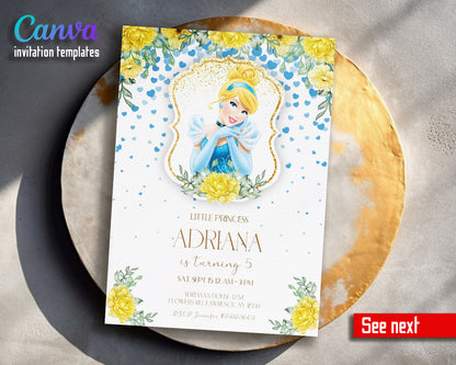 Cinderella Princess customizable invitation template | Share or Print | girl | LB482