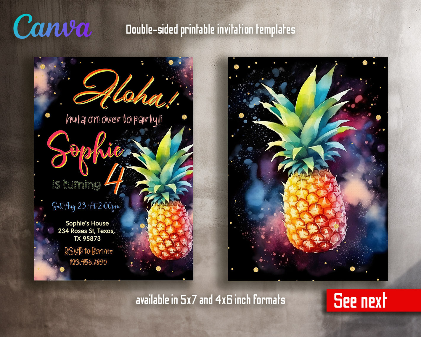 Aloha Luau Party customizable invitation template | Share or Print | girl | FX608