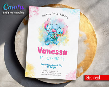 Lilo & Stitch Aloha customizable invitation template | Share or Print |  | RH782