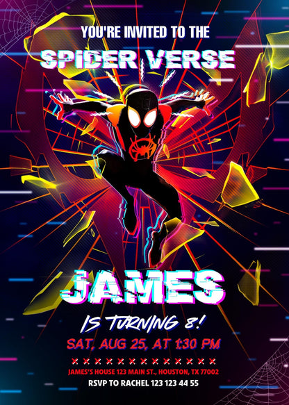 Spiderman Spider Verse customizable invite template | instant download | Share or Print | IM113