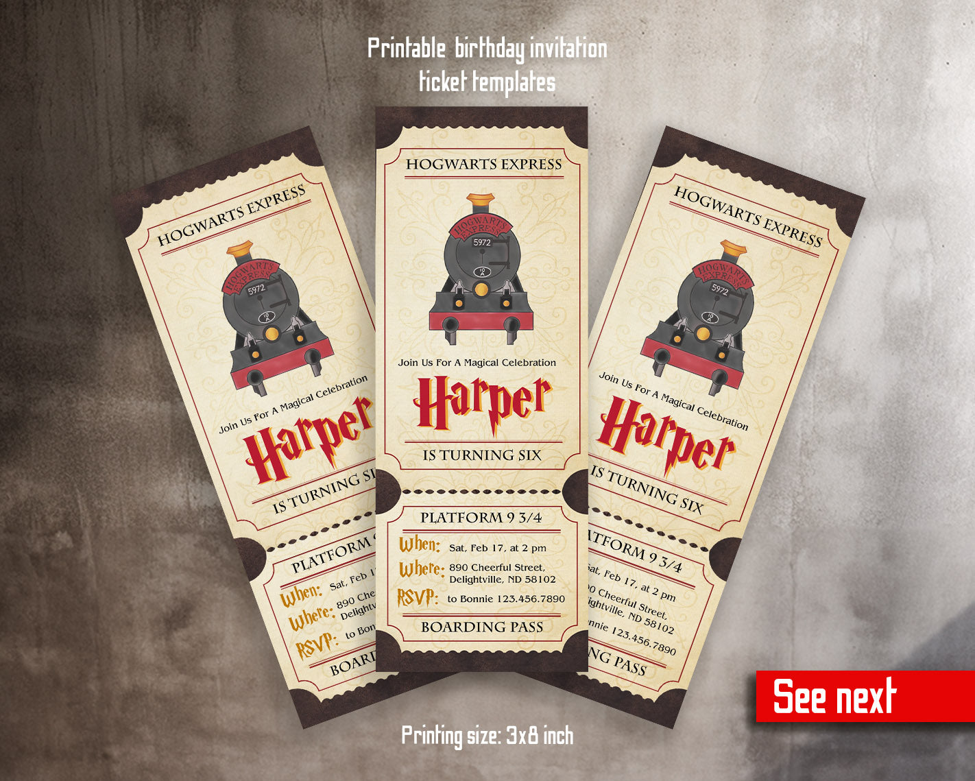 Harry Potter Hogwarts customizable invitation template | Share or Print |  | CS973