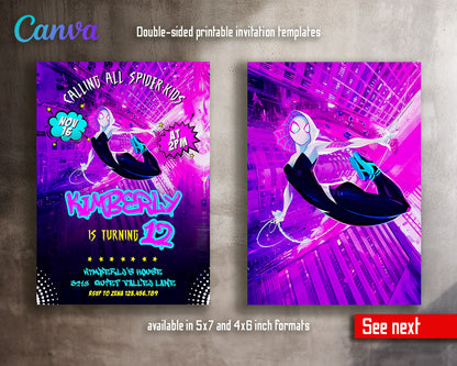 Spider Gwen Ghost Spidey  customizable invitation template | Share or Print | girl | XF959