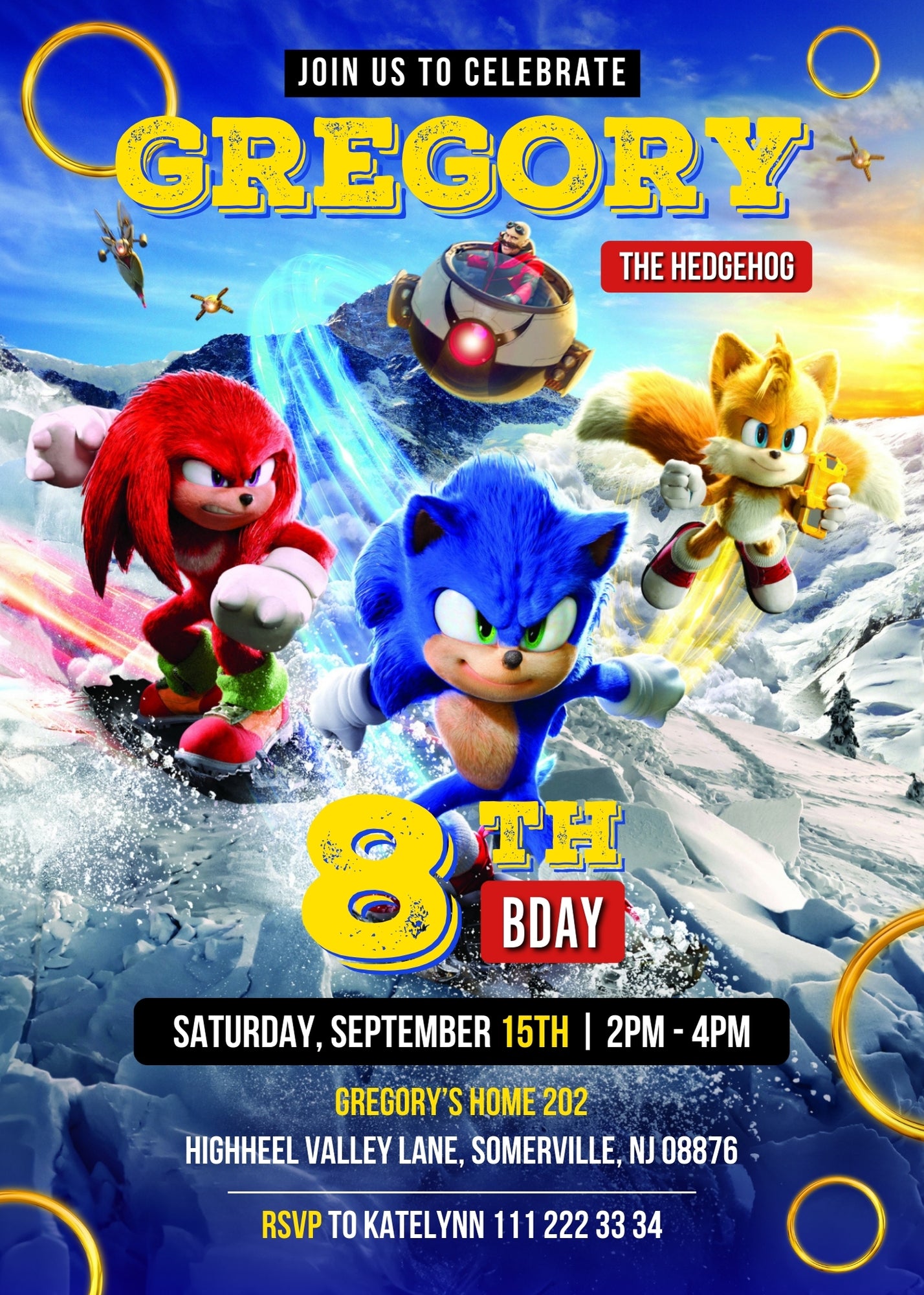 Sonic the Hedgehog customizable invitation template | Share or Print |  | YR804