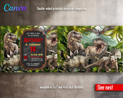 Jurassic World Dinosaur customizable invitation template | Share or Print |  | PF047