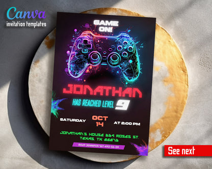 Gamer Party customizable invitation template | Share or Print | boy | WM056