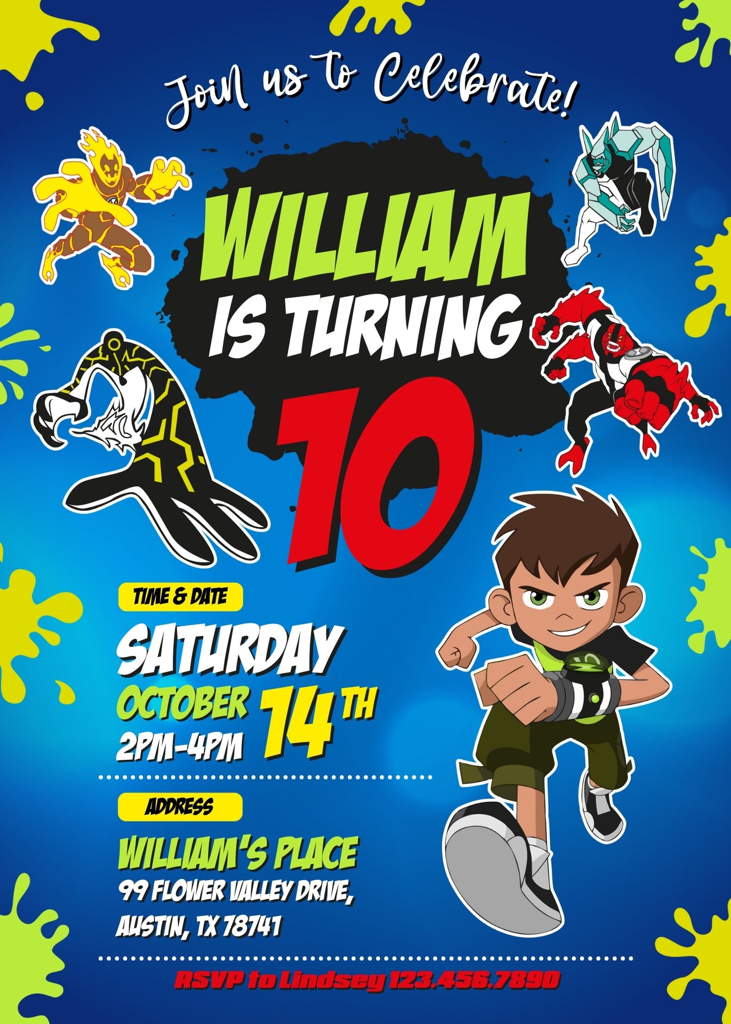 Ben 10 Alien Force customizable invitation template | Share or Print | boy | MJ316