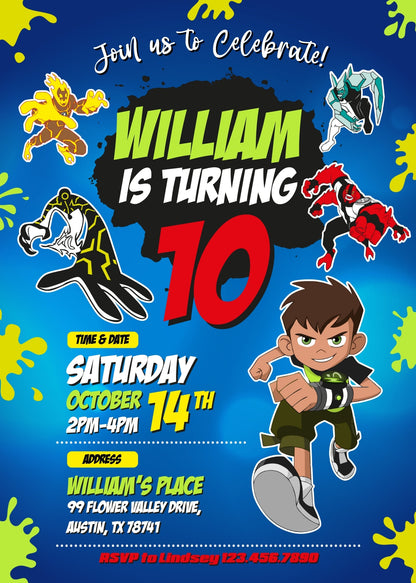 Ben 10 Alien Force customizable invitation template | Share or Print | boy | MJ316