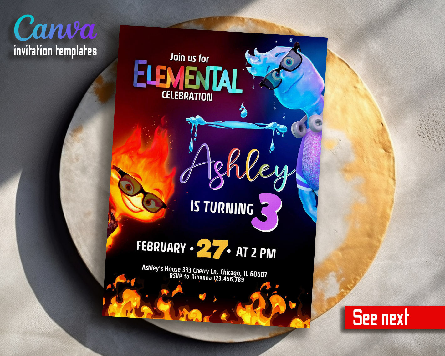 Elemental customizable invitation template | Share or Print |  | WY133