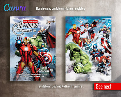 Avengers Marvel Superhero  customizable invitation template | Share or Print | boy | JN776