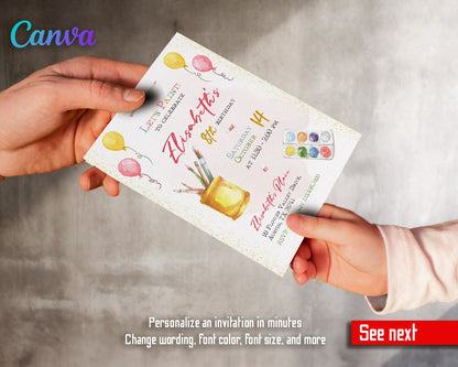 Art Party customizable invitation template | Share or Print | girl | RS330