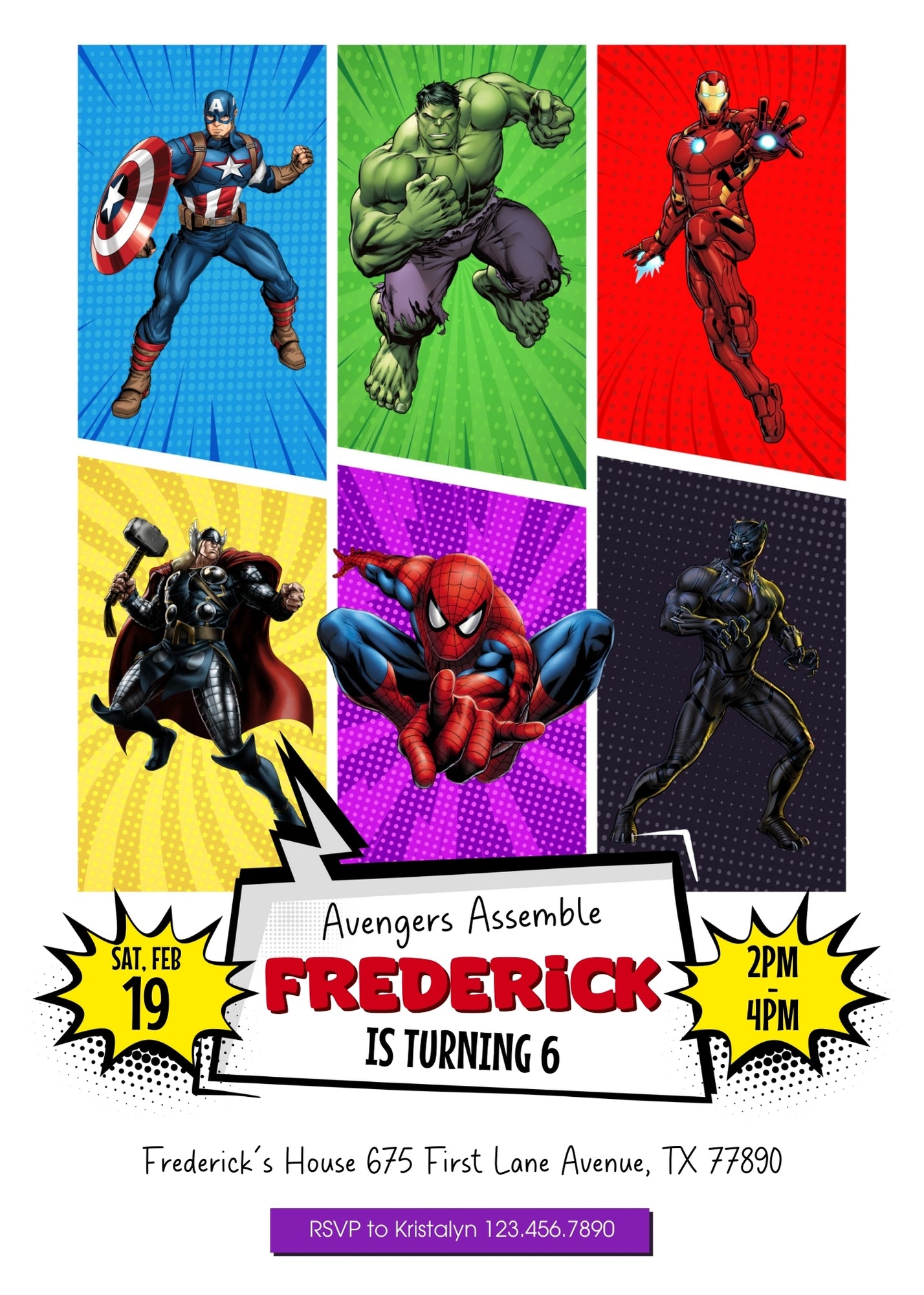 Avengers Marvel Superhero  customizable invitation template | Share or Print | boy | EW971