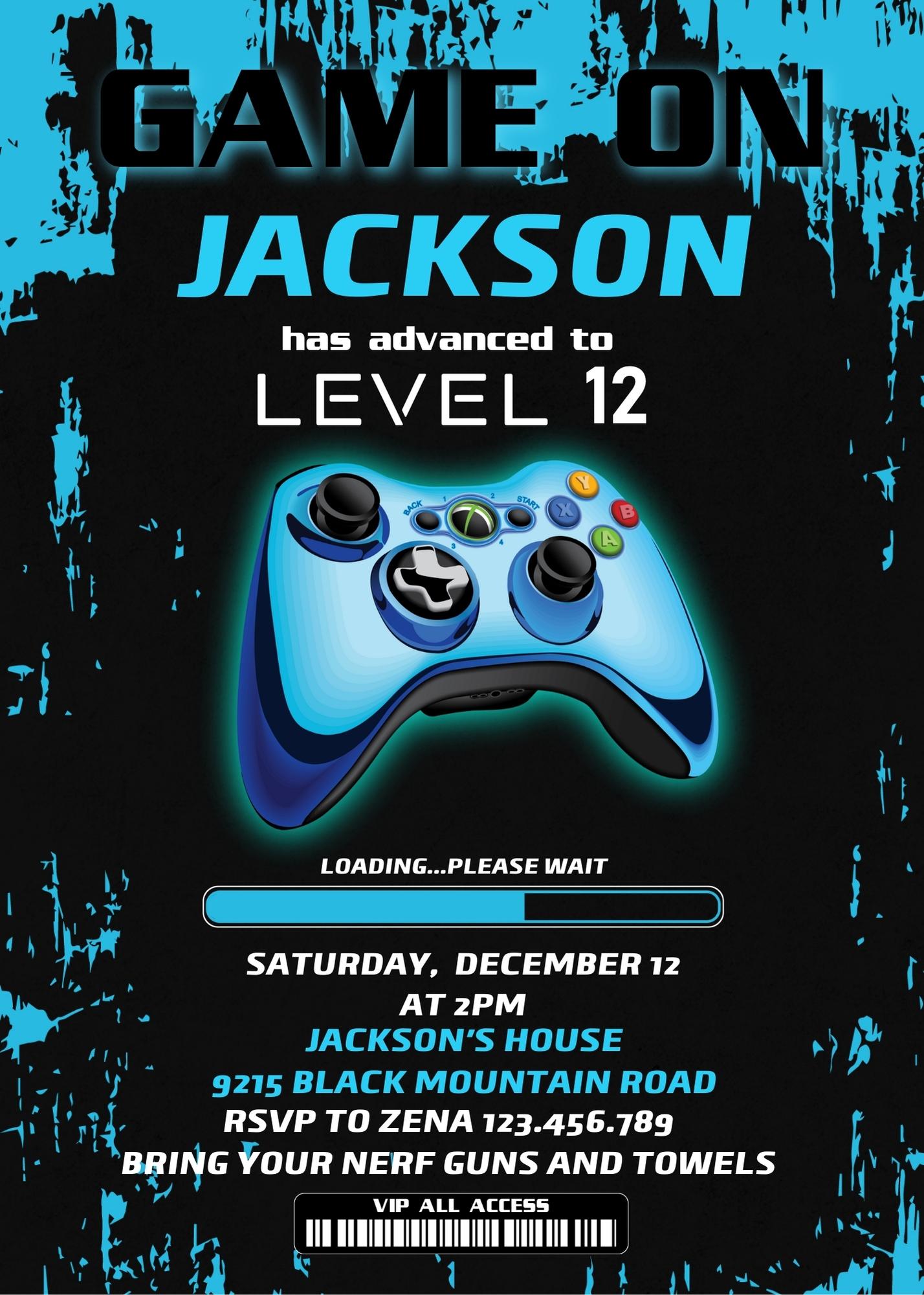 Gamer Party customizable invitation template | Share or Print | boy | IX692