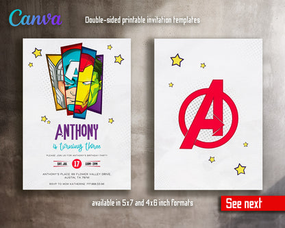 Avengers Marvel Superhero  customizable invitation template | Share or Print | boy | DT094