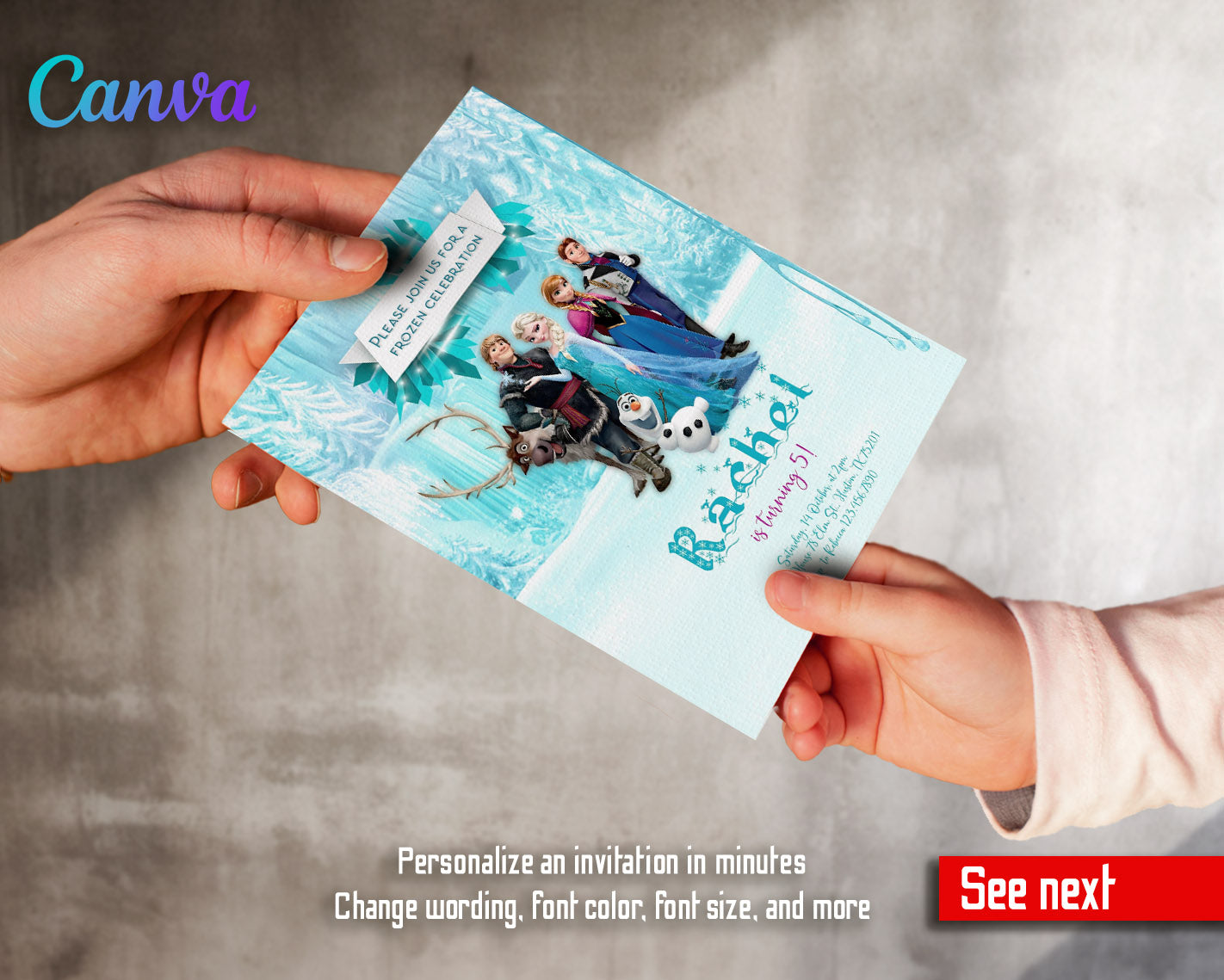 Frozen Elsa  customizable invitation template | Share or Print | girl | UM385