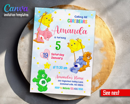 Care Bears  customizable invitation template | Share or Print |  | AL835