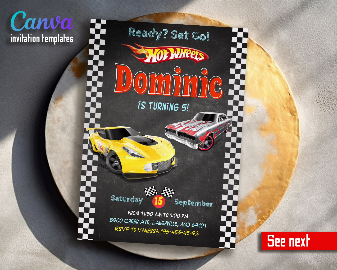 Hot Wheels Racing  customizable invitation template | Share or Print | boy | MG923