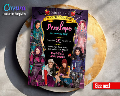 Descendants Disney  customizable invitation template | Share or Print |  | UM440