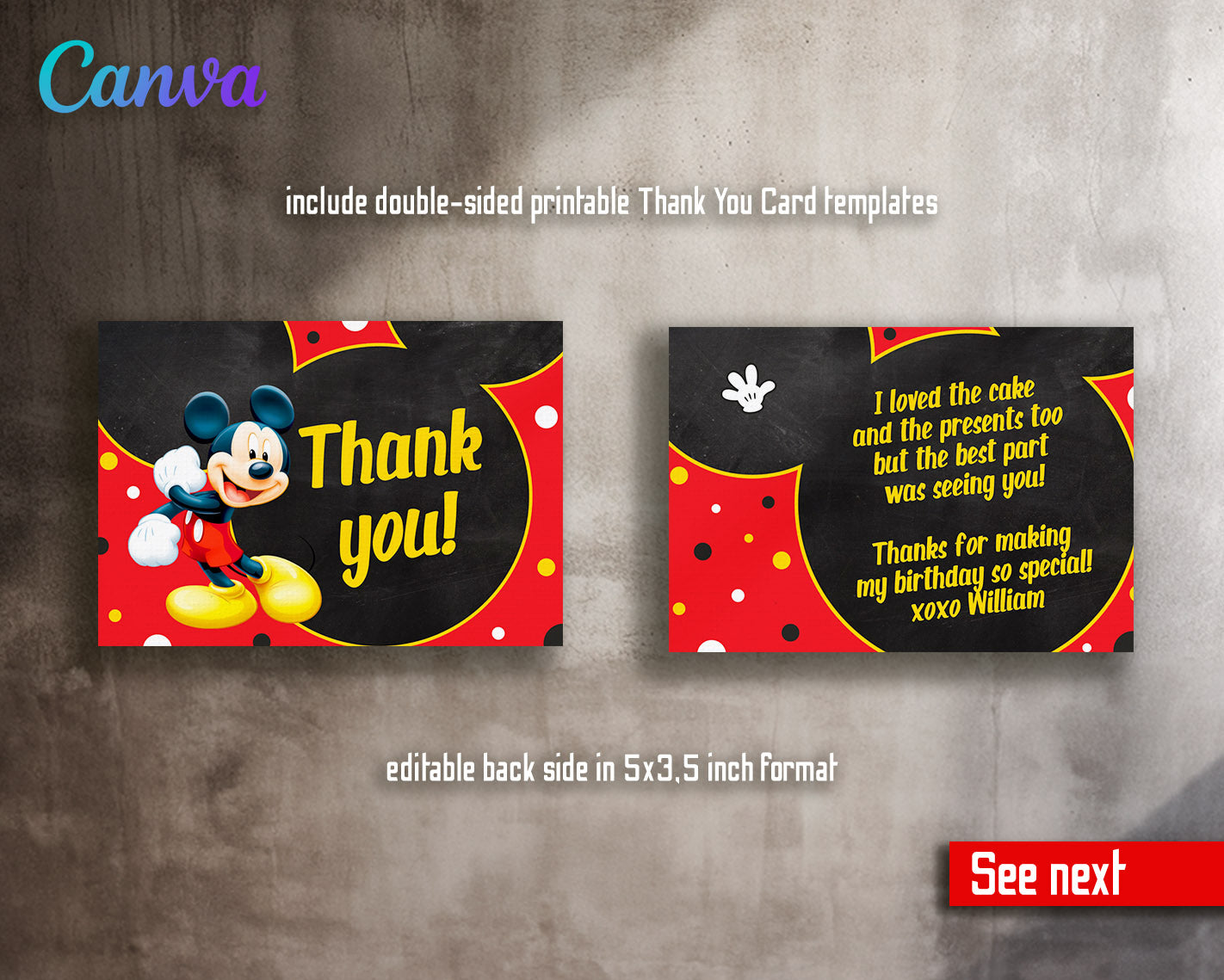 Mickey Mouse 1st Birthday customizable invitation template | Share or Print |  | OG108