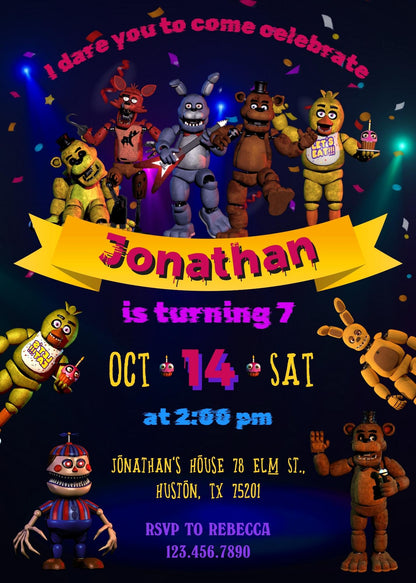 Five Nights at Freddy's customizable invitation template | Share or Print |  | FN338