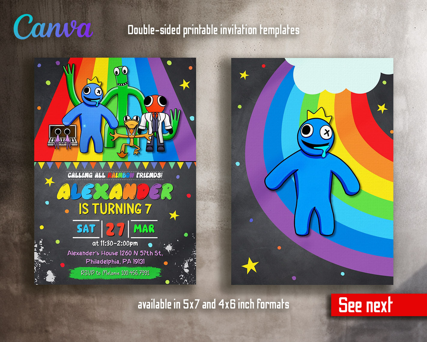 Rainbow Friends  customizable invitation template | Share or Print |  | TZ924