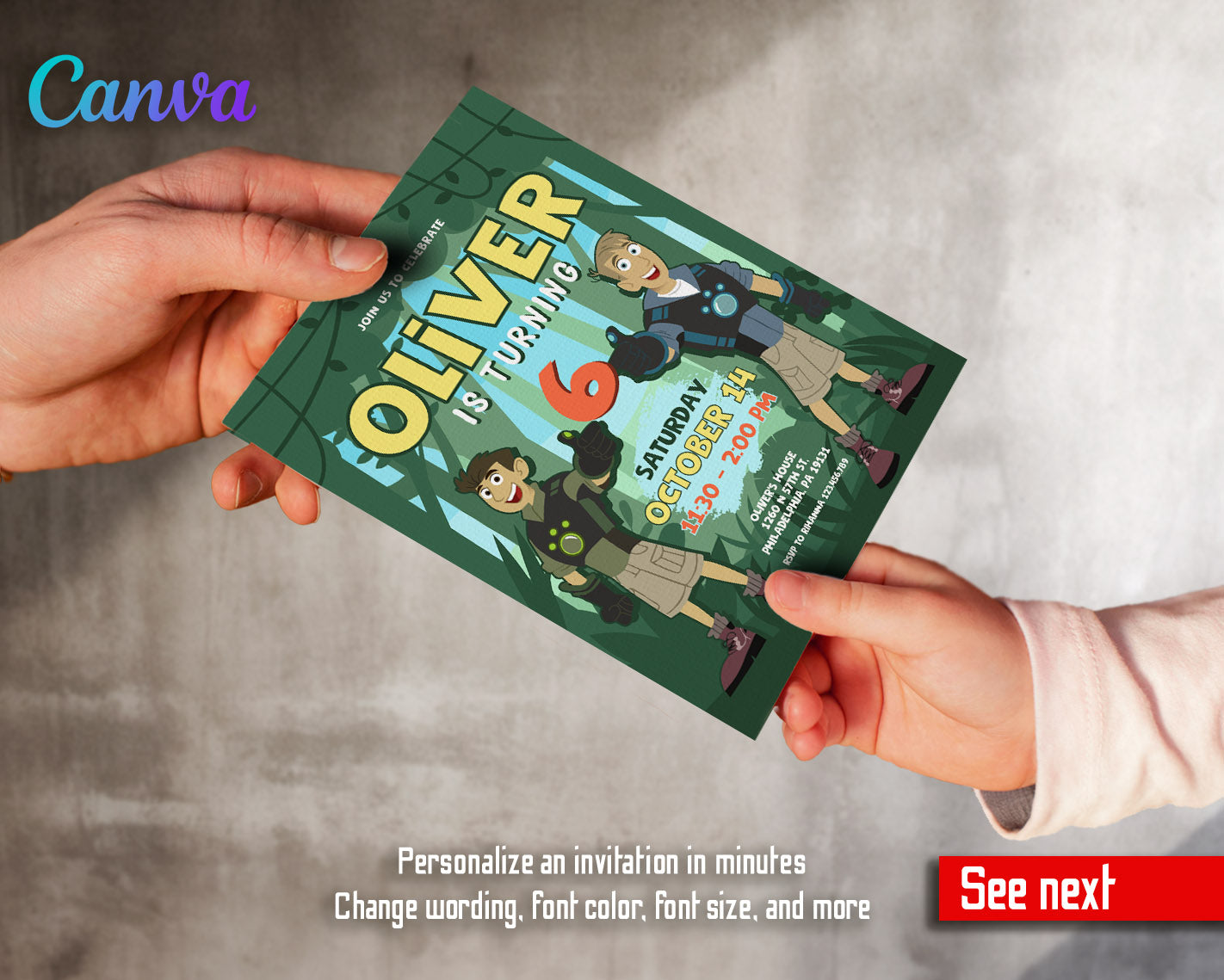 Wild Kratts Creature Hero customizable invitation template | Share or Print |  | US015