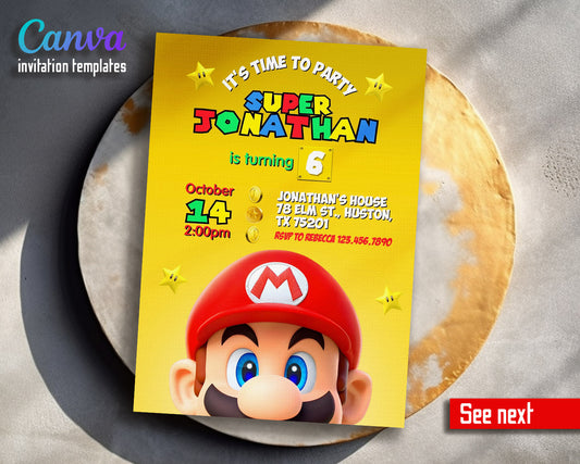 Super Mario Bros  customizable invitation template | Share or Print |  | JA778