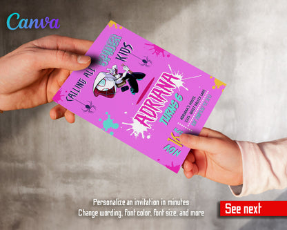 Spider Gwen Ghost Spidey  customizable invitation template | Share or Print | girl | PP346