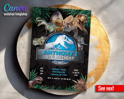 Jurassic World Dinosaur customizable invitation template | Share or Print |  | VX484