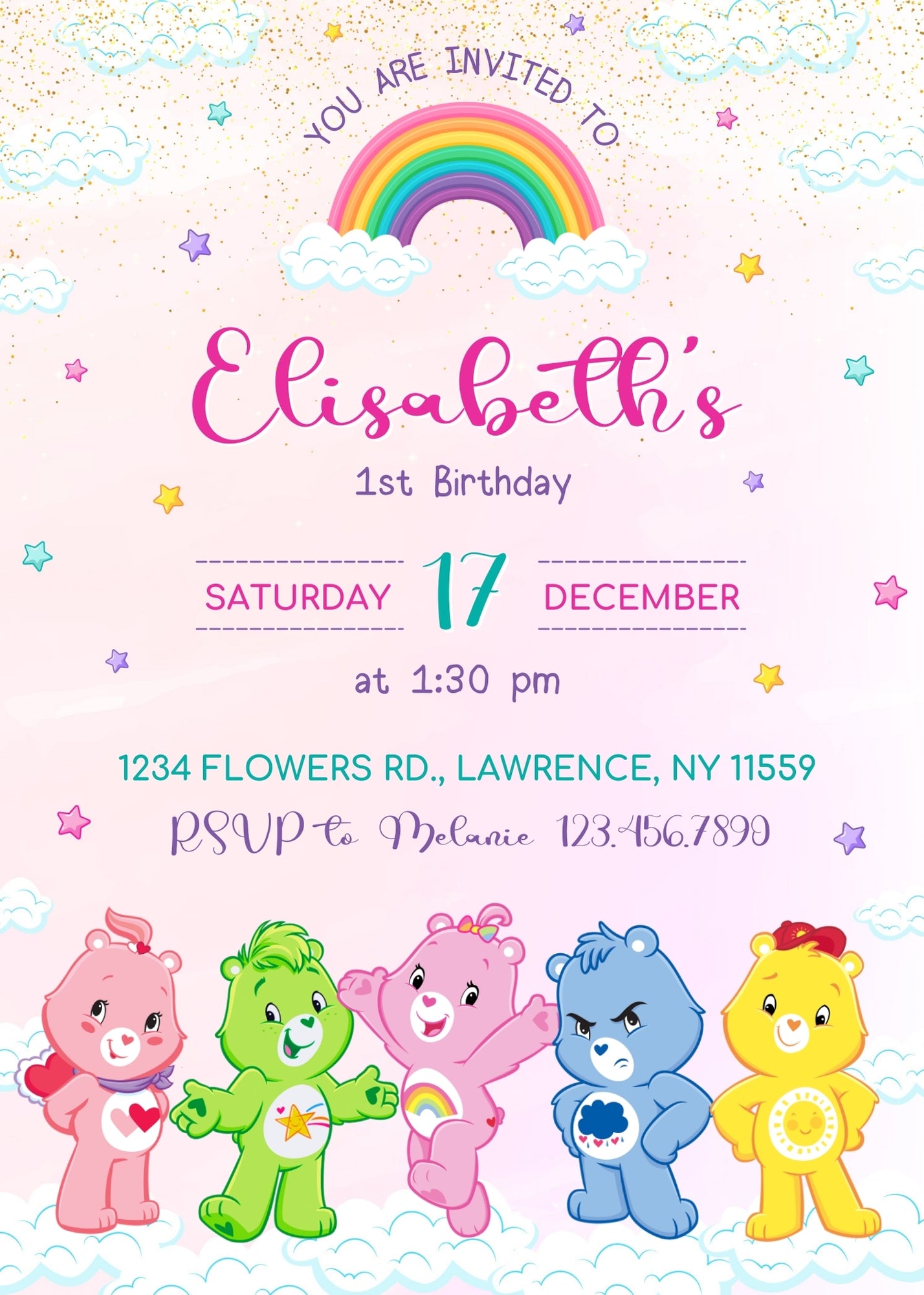 Care Bears  customizable invitation template | Share or Print |  | UM447