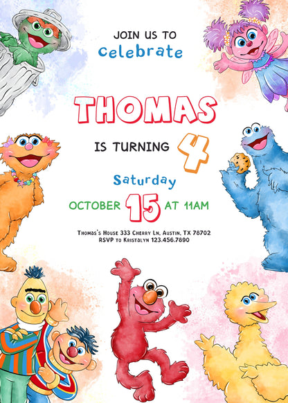 Sesame Street customizable invitation template | Share or Print |  | PP427