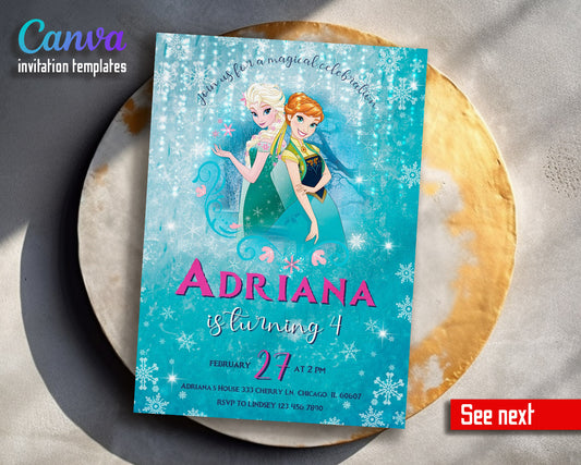 Frozen Elsa  customizable invitation template | Share or Print | girl | US439