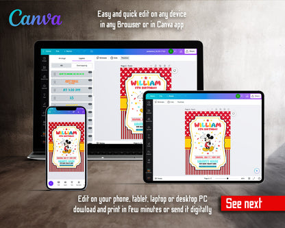 Mickey Mouse Clubhouse customizable invitation template | Share or Print |  | RH825