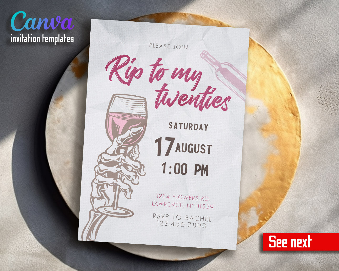 Rip Twenties Birthday customizable invitation template | Share or Print |  | YS127