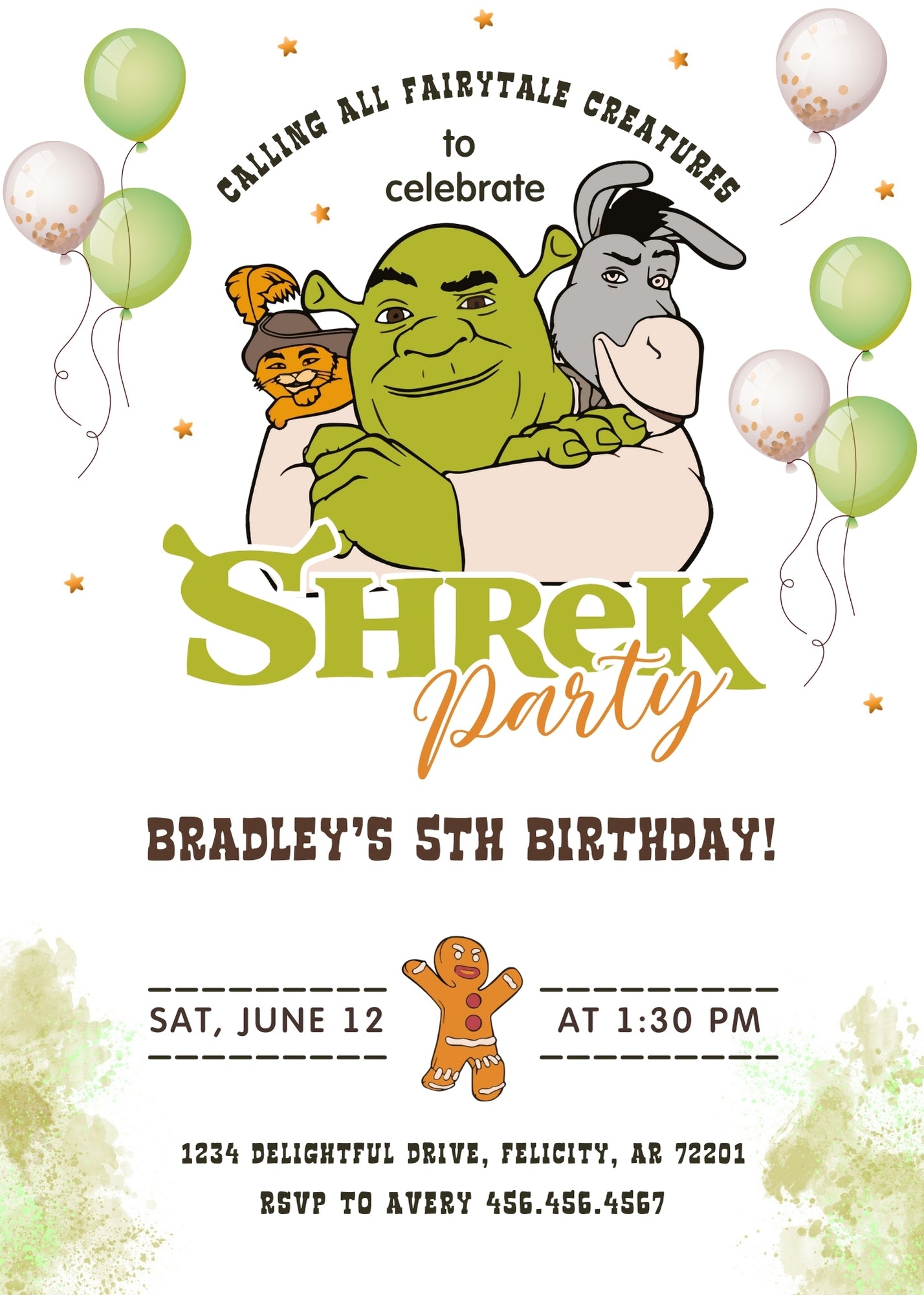 Shrek  customizable invitation template | Share or Print |  | VN088