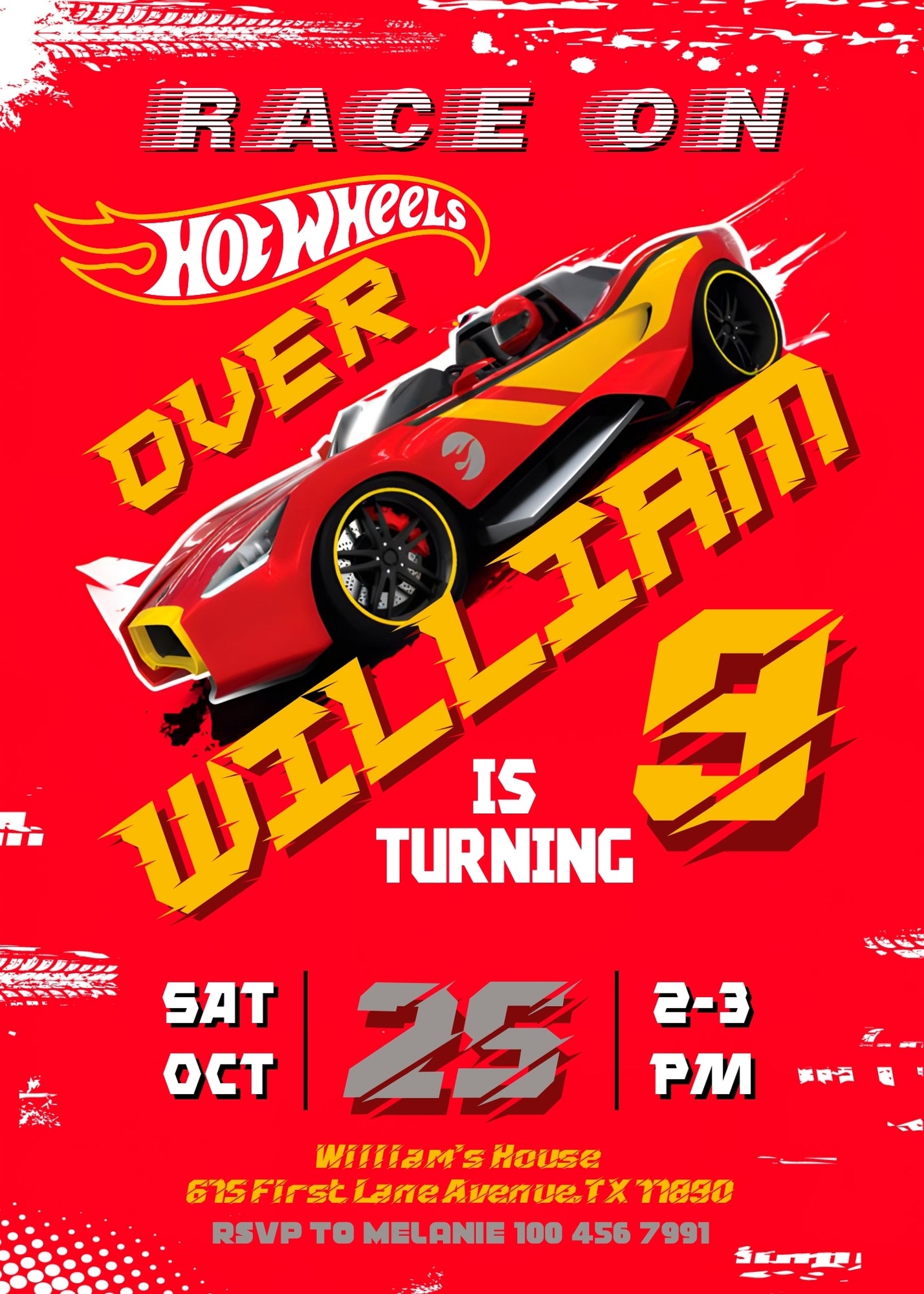 Hot Wheels Racing  customizable invitation template | Share or Print | boy | GD726