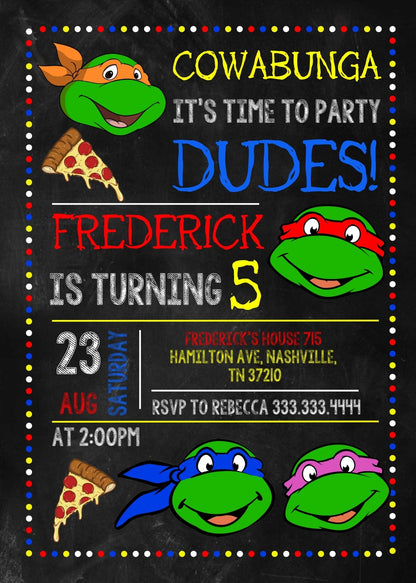 Teenage Mutant Ninja Turtles, TMNT customizable invite template boy | instant download | Share or Print | SX280