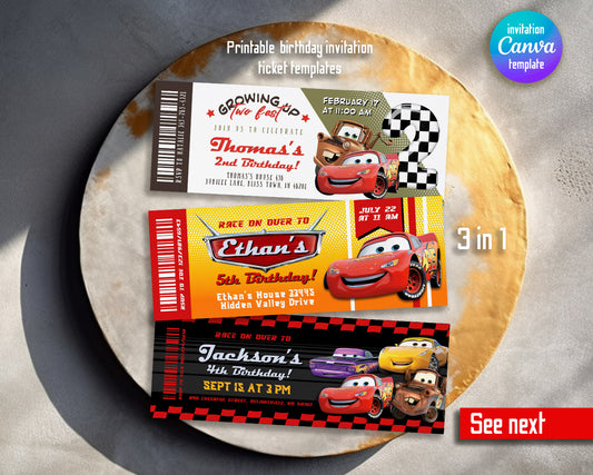 Cars Lightning McQueen customizable invitation template | Share or Print | boy | IN400