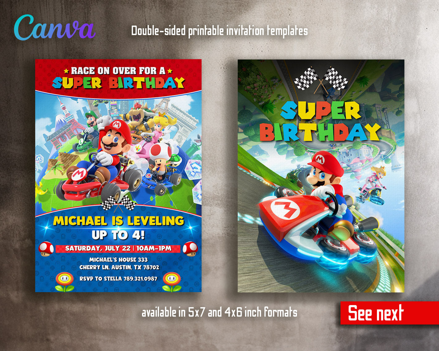 Mario Kart Gamer customizable invitation template | Share or Print | boy | JM944