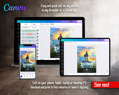 Legend of Zelda  customizable invitation template | Share or Print |  | VH459