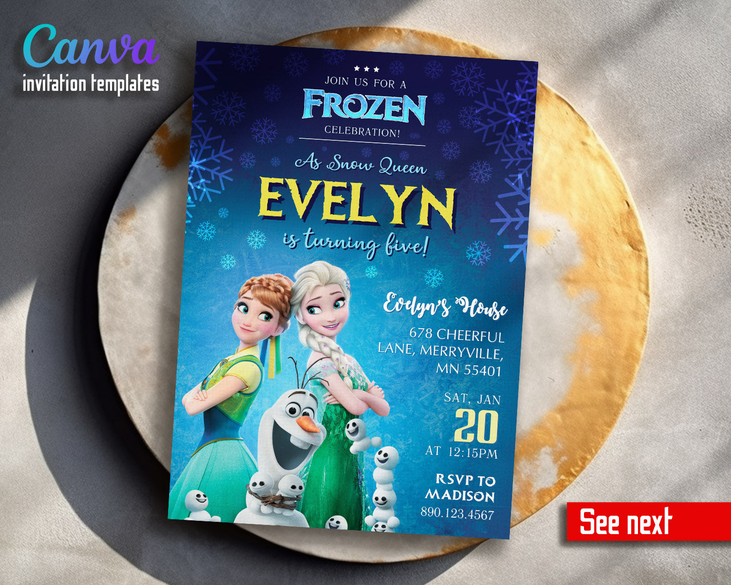 Frozen Elsa  customizable invitation template | Share or Print | girl | MH540