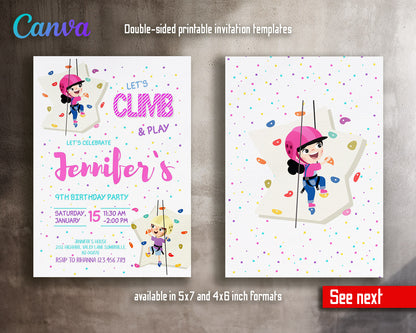 Rock Climbing  customizable invitation template | Share or Print |  | ZH844