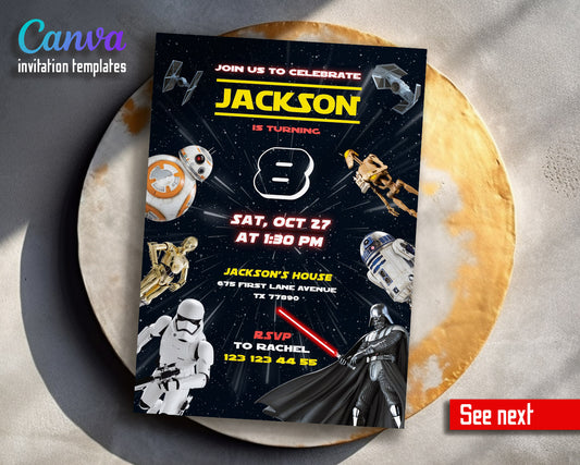 Star Wars Darth Vader  customizable invitation template | Share or Print | boy | QY666