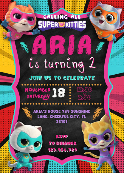 SuperKitties  customizable invitation template | Share or Print |  | KZ949