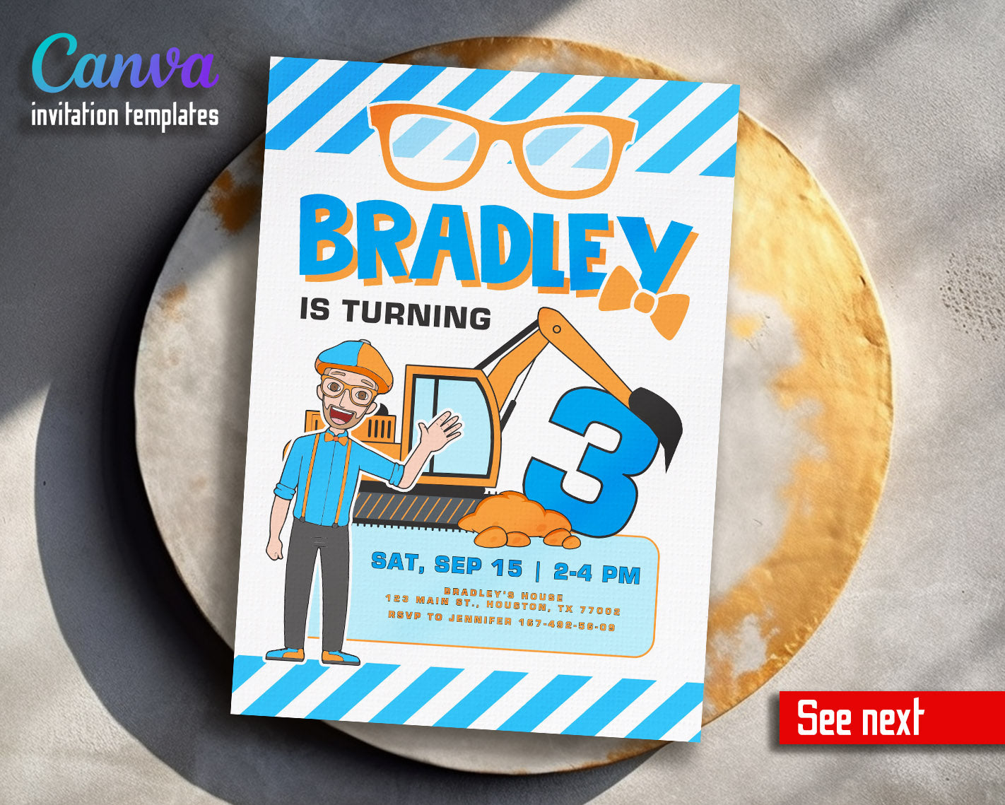 Blippi   customizable invitation template | Share or Print |  | JZ861