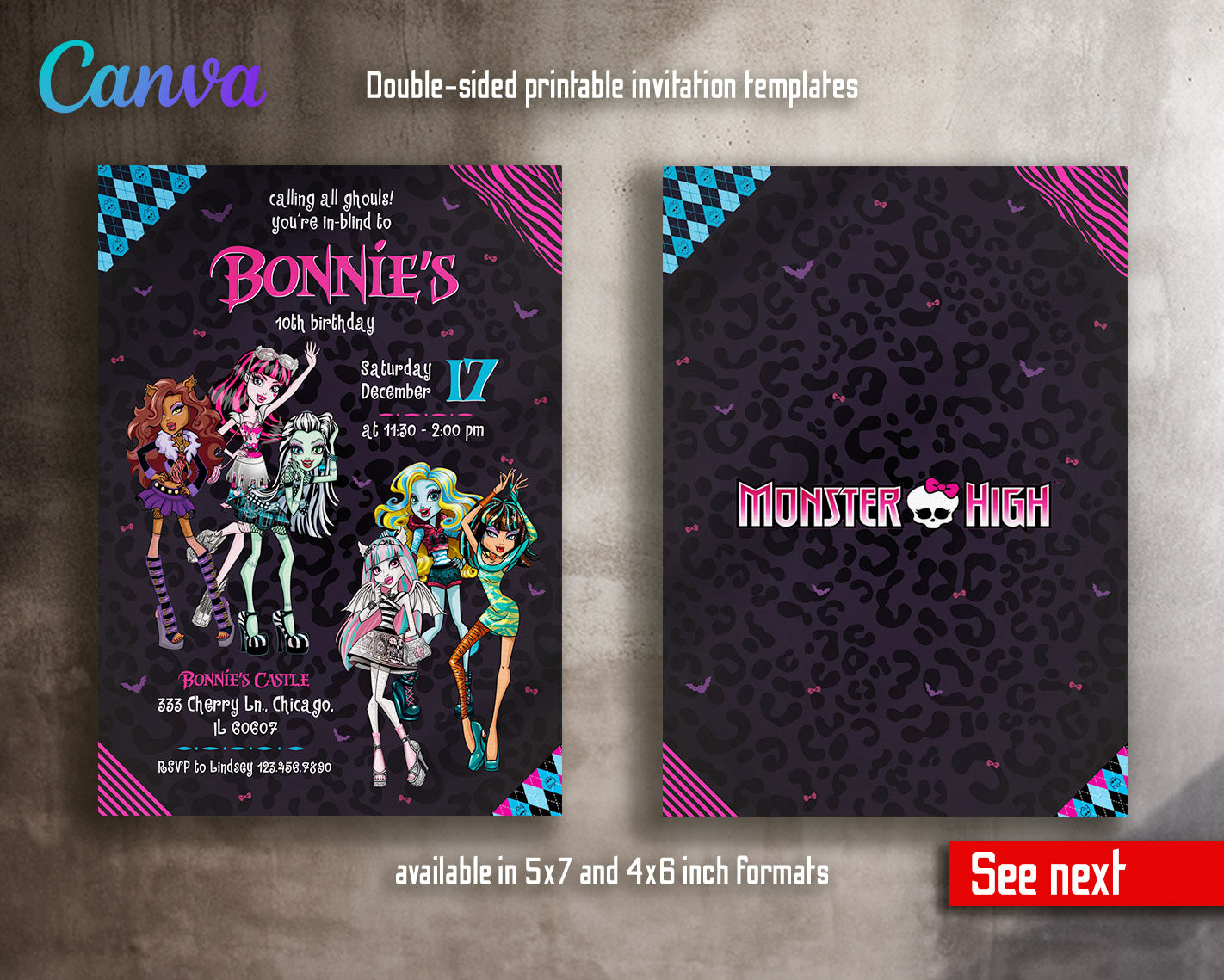 Monster High customizable invitation template | Share or Print | girl | CK396