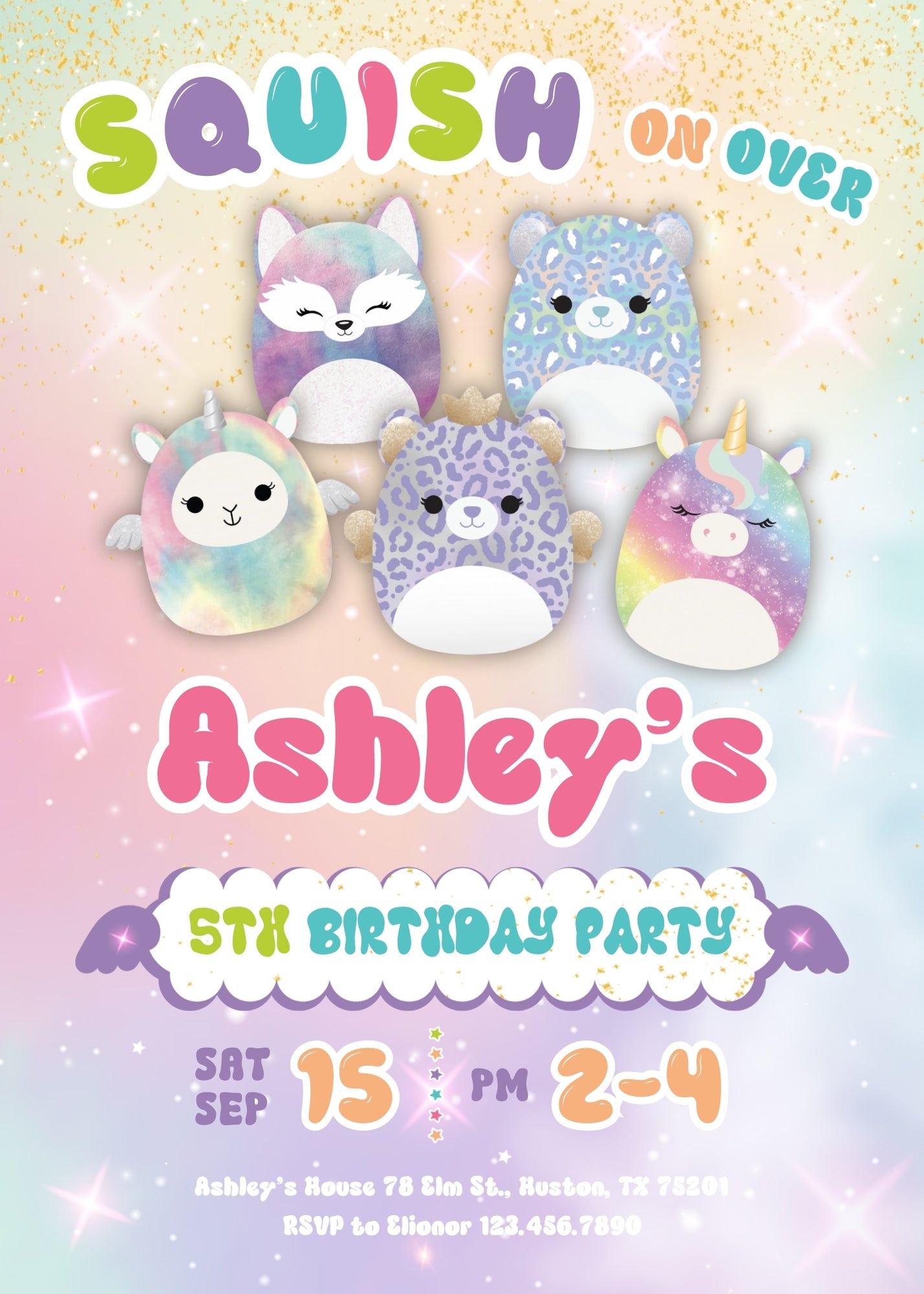 Squishmallows  customizable invitation template | Share or Print |  | BC466