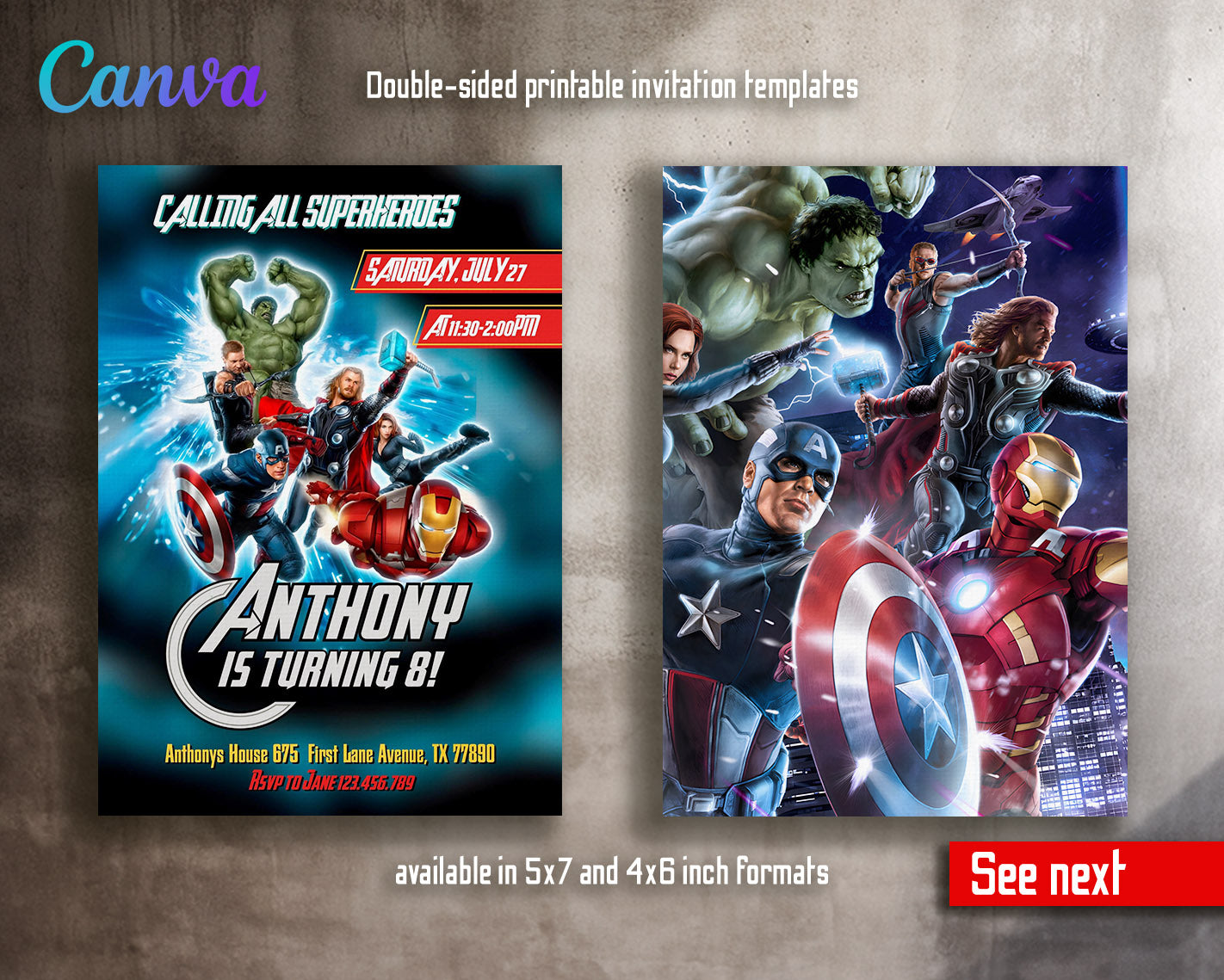 Avengers Marvel Superhero  customizable invitation template | Share or Print | boy | LF151